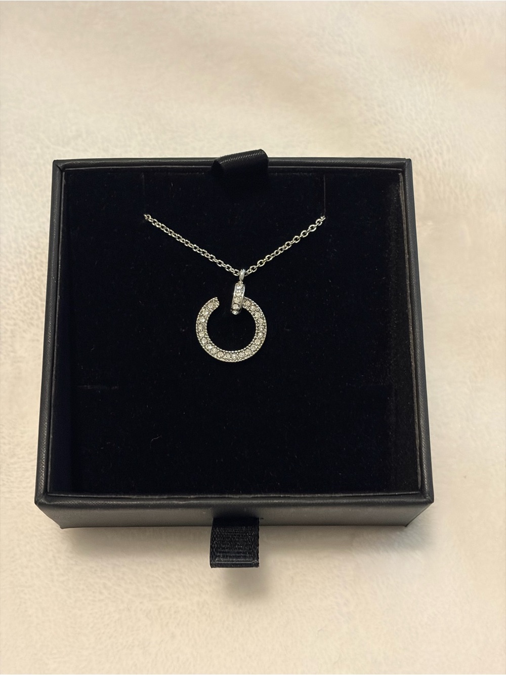 Vince Camuto Silver Pavé Open Circle Pendant Necklace